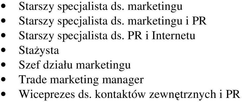 Szef działu marketingu Trade marketing manager