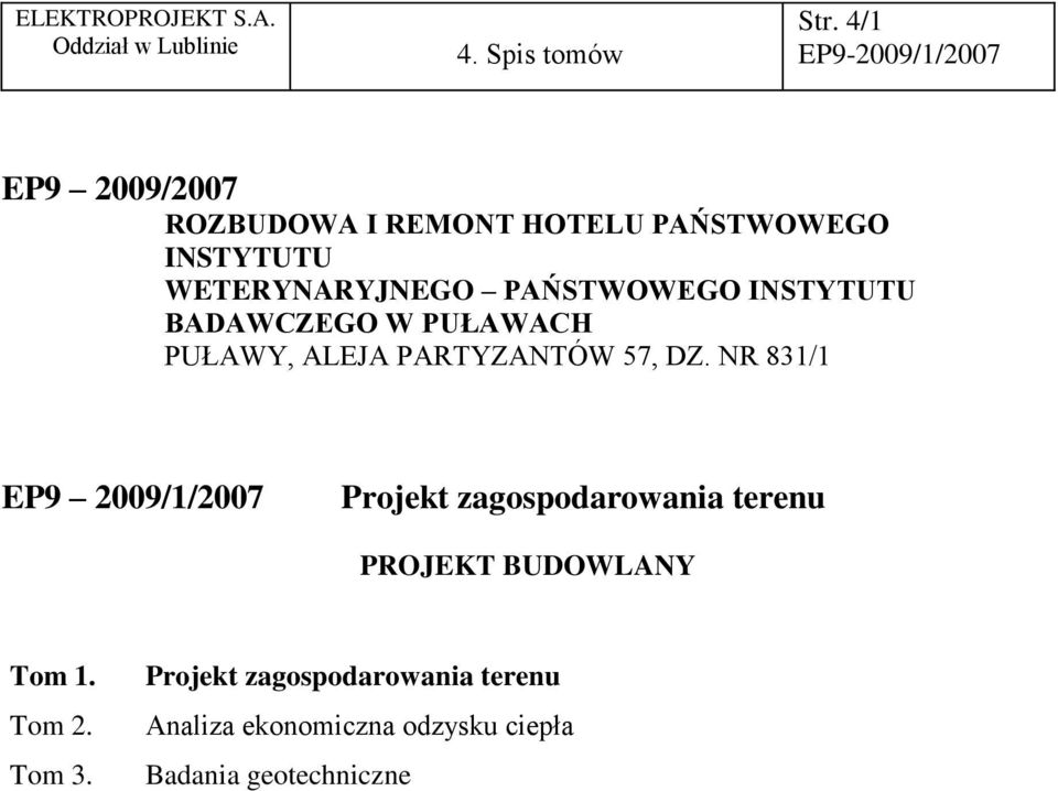 PAŃSTWOWEGO INSTYTUTU BADAWCZEGO W PUŁAWACH PUŁAWY, ALEJA PARTYZANTÓW 57, DZ.