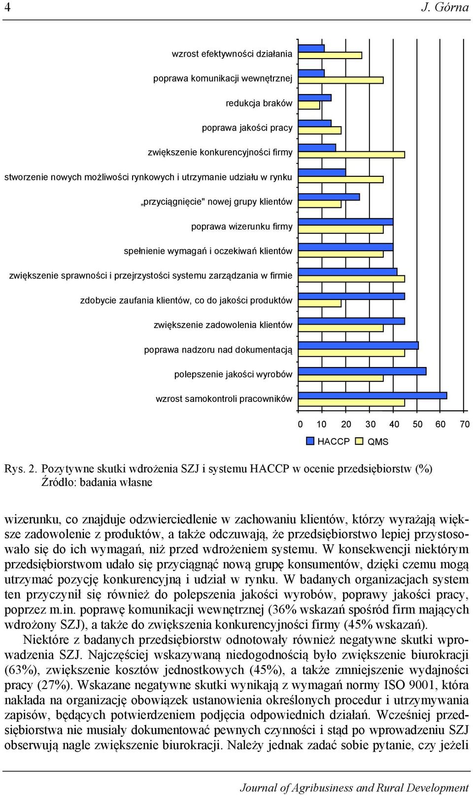 zaufania klientów, co do jakości produktów zwiększenie zadowolenia klientów poprawa nadzoru nad dokumentacją polepszenie jakości wyrobów wzrost samokontroli pracowników 0 10 20 30 40 50 60 70 HACCP