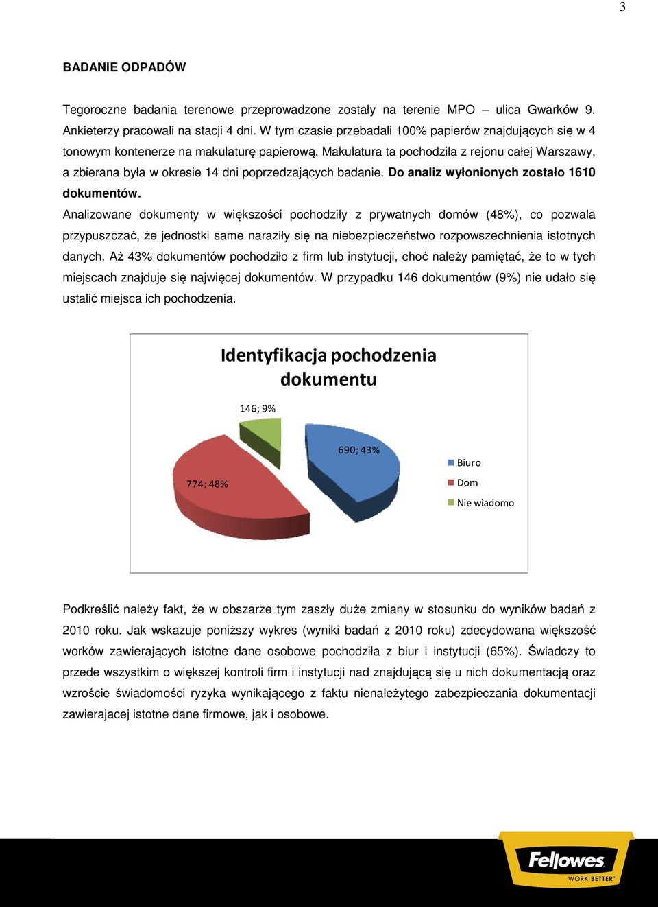 Makulatura ta pochodziła z rejonu całej Warszawy, a zbierana była w okresie 14 dni poprzedzających badanie. Do analiz wyłonionych zostało 1610 dokumentów.