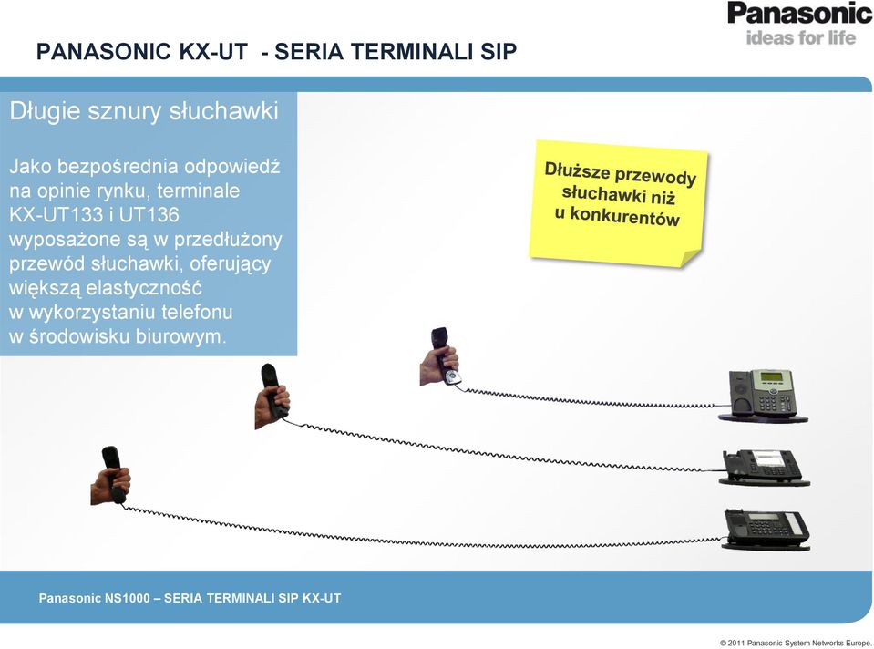 i UT136 wyposażone są w przedłużony przewód słuchawki, oferujący
