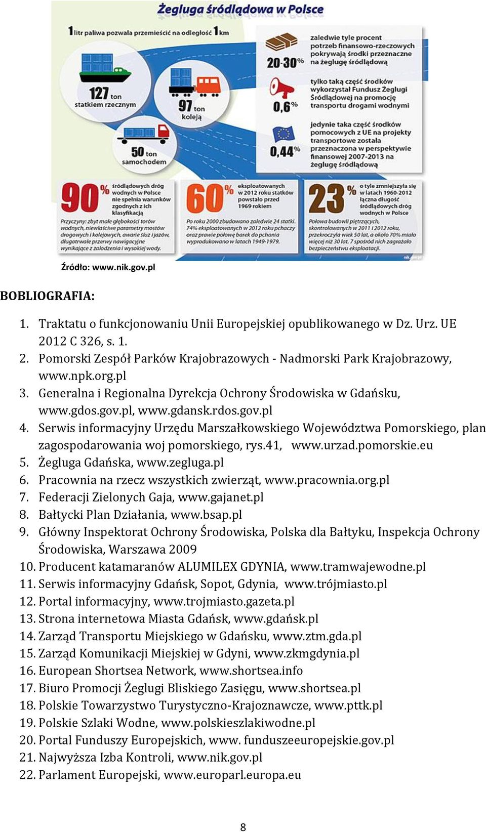 Serwis informacyjny Urzędu Marszałkowskiego Województwa Pomorskiego, plan zagospodarowania woj pomorskiego, rys.41, www.urzad.pomorskie.eu 5. Żegluga Gdańska, www.zegluga.pl 6.