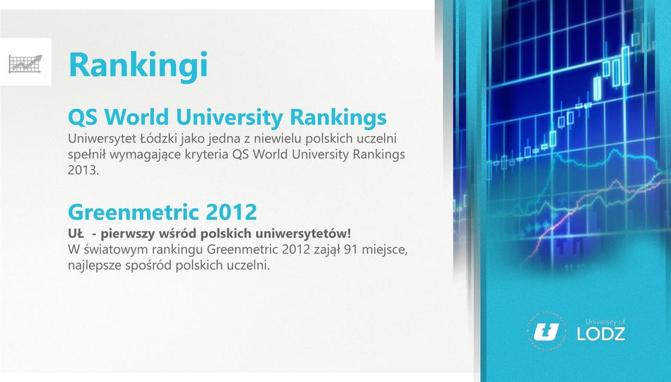 Rankings 2013. Greenmetric 2012 UŁ - pierwszy wśród polskich uniwersytetów!