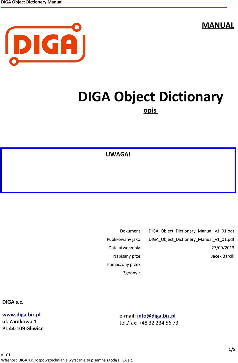 odt Publikowany jako: DIGA_Object_Dictionery_Manual_v1_01.