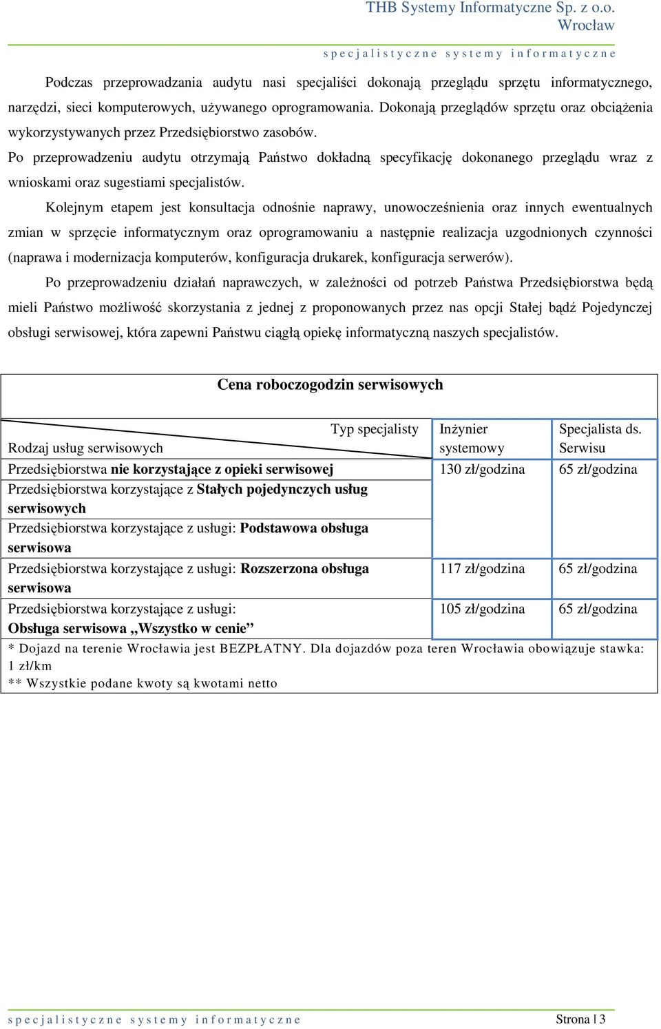 Po przeprowadzeniu audytu otrzymają Państwo dokładną specyfikację dokonanego przeglądu wraz z wnioskami oraz sugestiami specjalistów.