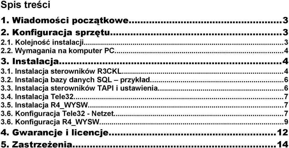 ..6 3.4. Instalacja Tele32...7 3.5. Instalacja R4_WYSW...7 3.6. Konfiguracja Tele32 - Netzet...7 3.6. Konfiguracja R4_WYSW.