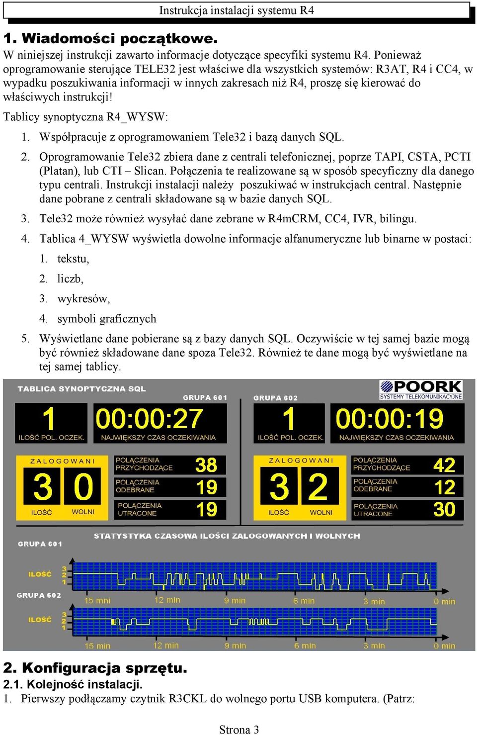 instrukcji! Tablicy synoptyczna R4_WYSW: 1. Współpracuje z oprogramowaniem Tele32 i bazą danych SQL. 2.