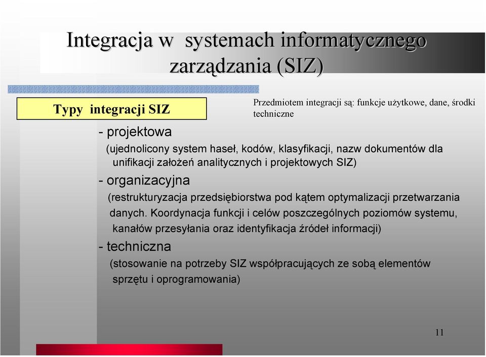 (restrukturyzacja przedsiębiorstwa pod kątem optymalizacji przetwarzania danych.