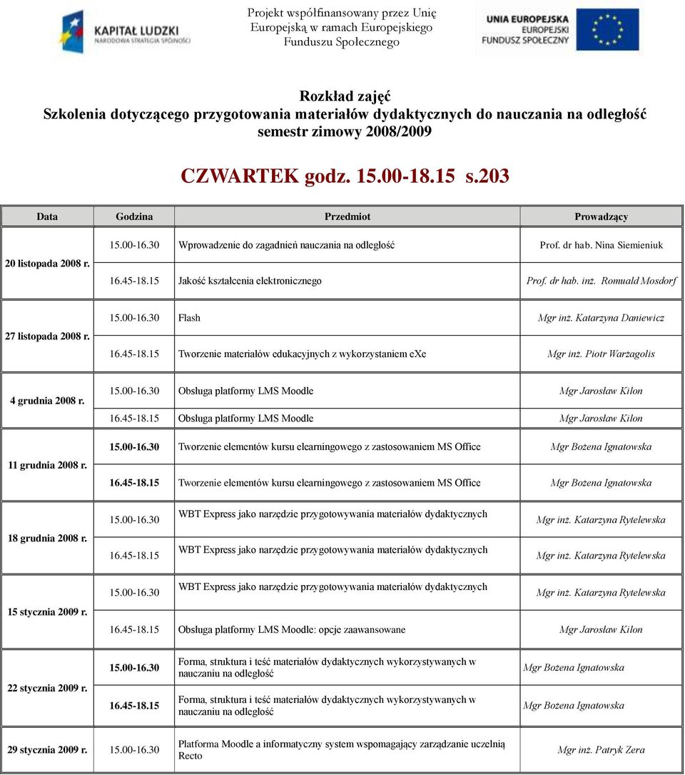 Piotr Warżagolis 4 grudnia 2008 r. 11 grudnia 2008 r.