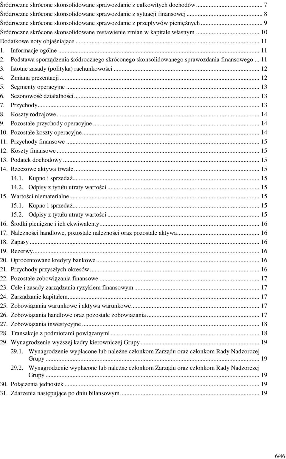Informacje ogólne... 11 2. Podstawa sporządzenia śródrocznego skróconego skonsolidowanego sprawozdania finansowego... 11 3. Istotne zasady (polityka) rachunkowości... 12 4. Zmiana prezentacji... 12 5.