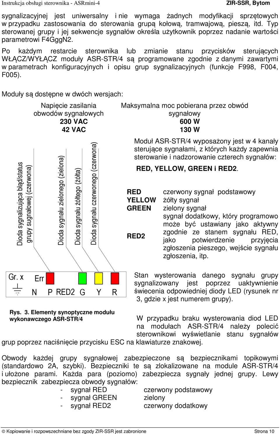 Po każdym restarcie sterownika lub zmianie stanu przycisków sterujących WŁĄCZ/WYŁĄCZ moduły ASR-STR/4 są programowane zgodnie z danymi zawartymi w parametrach konfiguracyjnych i opisu grup