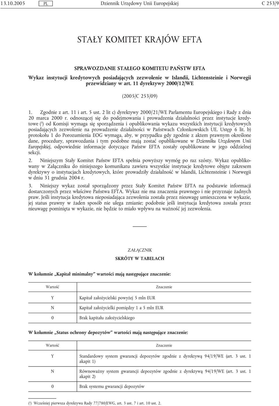 odnoszącej się do podejmowania i prowadzenia działalności przez instytucje kredytowe ( 1 ) od Komisji wymaga się sporządzenia i opublikowania wykazu wszystkich instytucji kredytowych posiadających