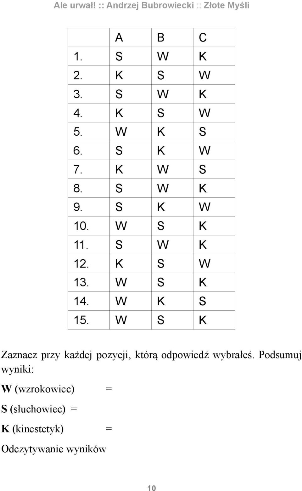 Zaznacz przy każdej pozycji, którą odpowiedź