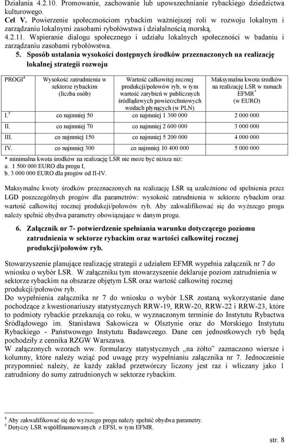 Wspieranie dialogu społecznego i udziału lokalnych społeczności w badaniu i zarządzaniu zasobami rybołówstwa. 5.