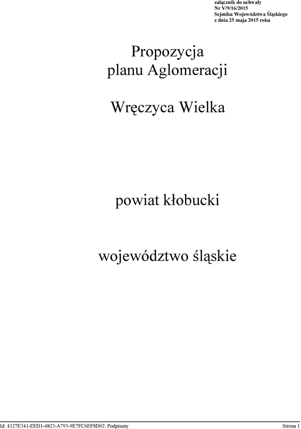 Aglomeracji Wręczyca Wielka powiat kłobucki województwo