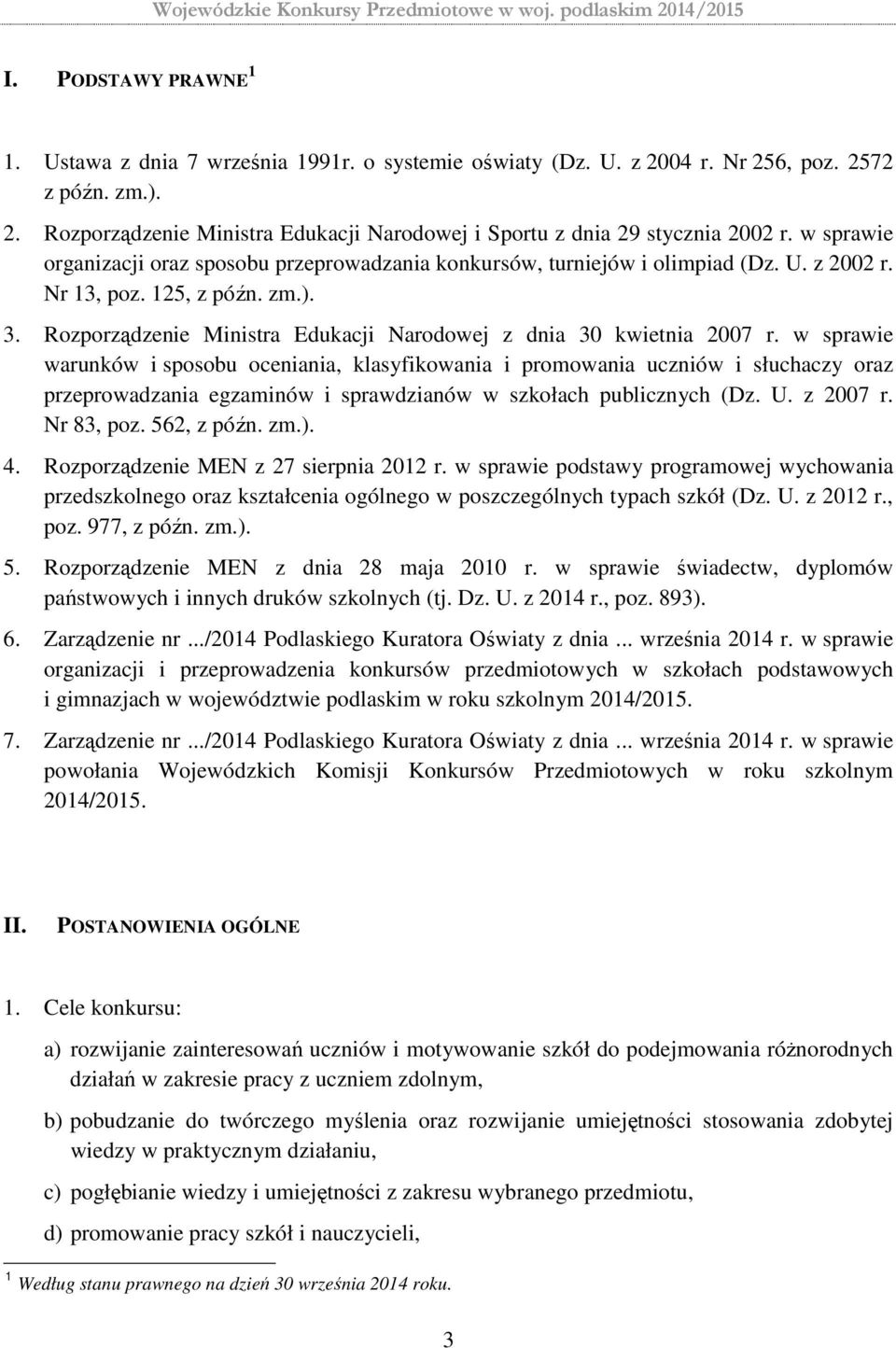 Rozporządzenie Ministra Edukacji Narodowej z dnia 30 kwietnia 2007 r.