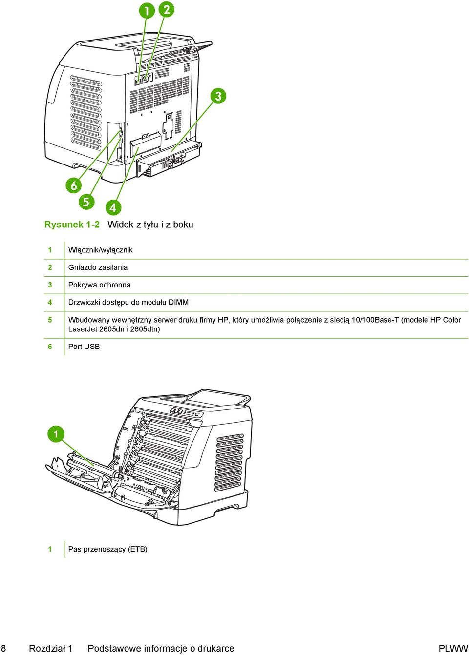 HP, który umożliwia połączenie z siecią 10/100Base-T (modele HP Color LaserJet 2605dn i