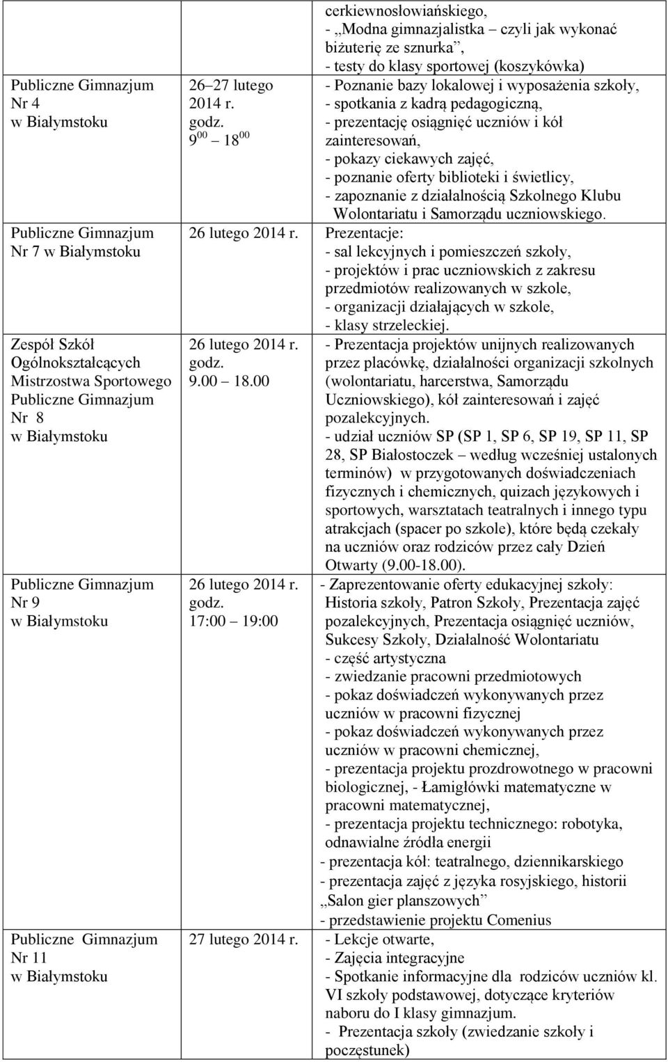 oferty biblioteki i świetlicy, - zapoznanie z działalnością Szkolnego Klubu Wolontariatu i Samorządu uczniowskiego.