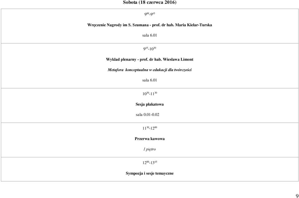 Wiesława Limont Metafora konceptualna w edukacji dla twórczości 10 30-11 30 Sesja