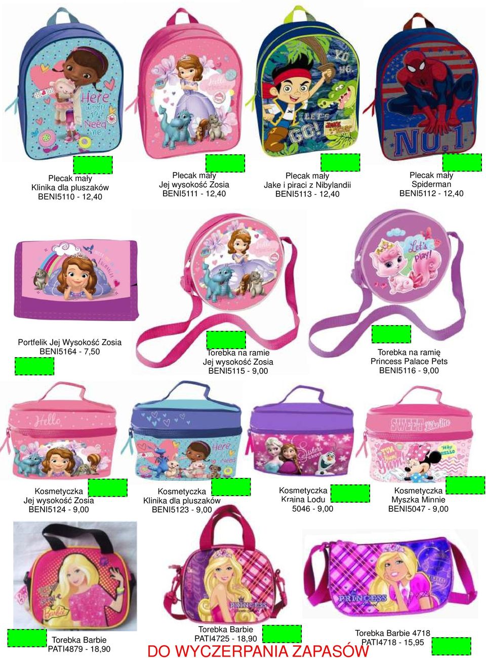 Princess Palace Pets BENI5116-9,00 Kosmetyczka Jej wysokość Zosia BENI5124-9,00 Kosmetyczka Klinika dla pluszaków BENI5123-9,00 Kosmetyczka Kraina