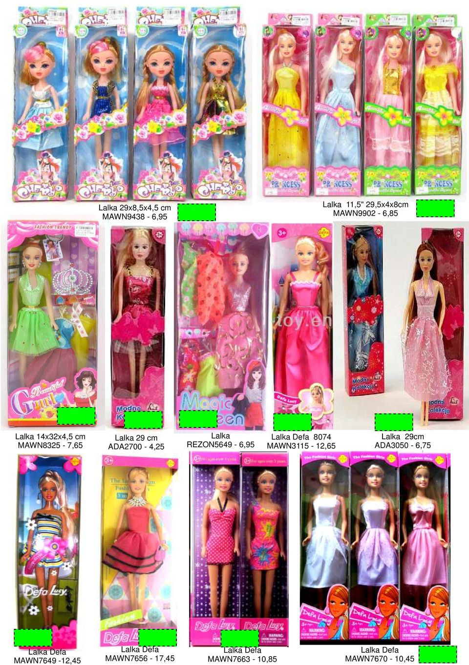 Lalka Defa 8074 MAWN3115-12,65 Lalka 29cm ADA3050-6,75 Lalka Defa