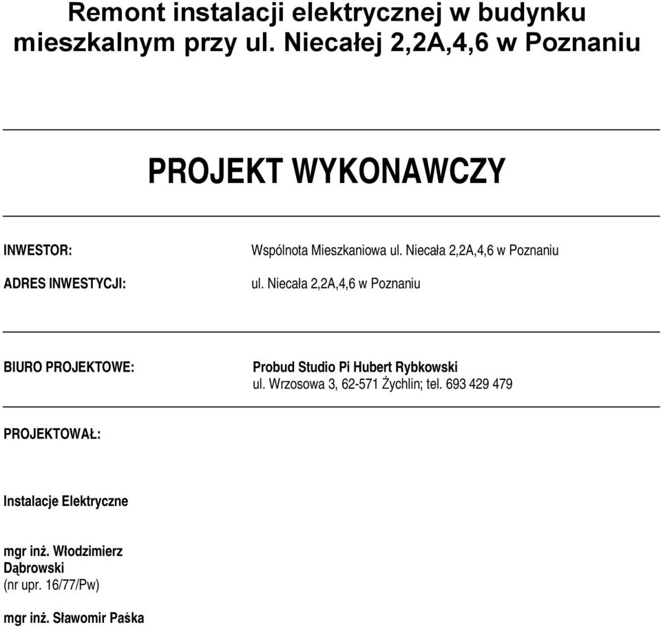 Niecała 2,2A,4,6 w Poznaniu ul.