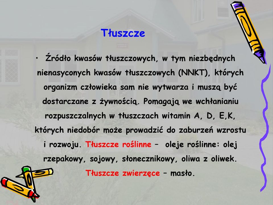 Pomagają we wchłanianiu rozpuszczalnych w tłuszczach witamin A, D, E,K, których niedobór może prowadzić do