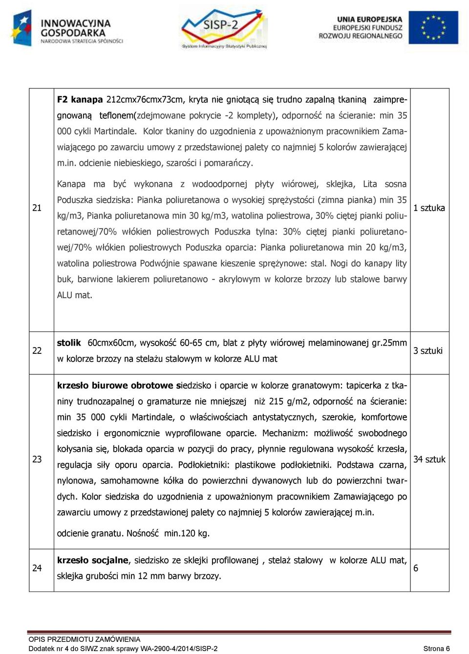 Kanapa ma być wykonana z wodoodpornej płyty wiórowej, sklejka, Lita sosna Poduszka siedziska: Pianka poliuretanowa o wysokiej sprężystości (zimna pianka) min 35 kg/m3, Pianka poliuretanowa min 30