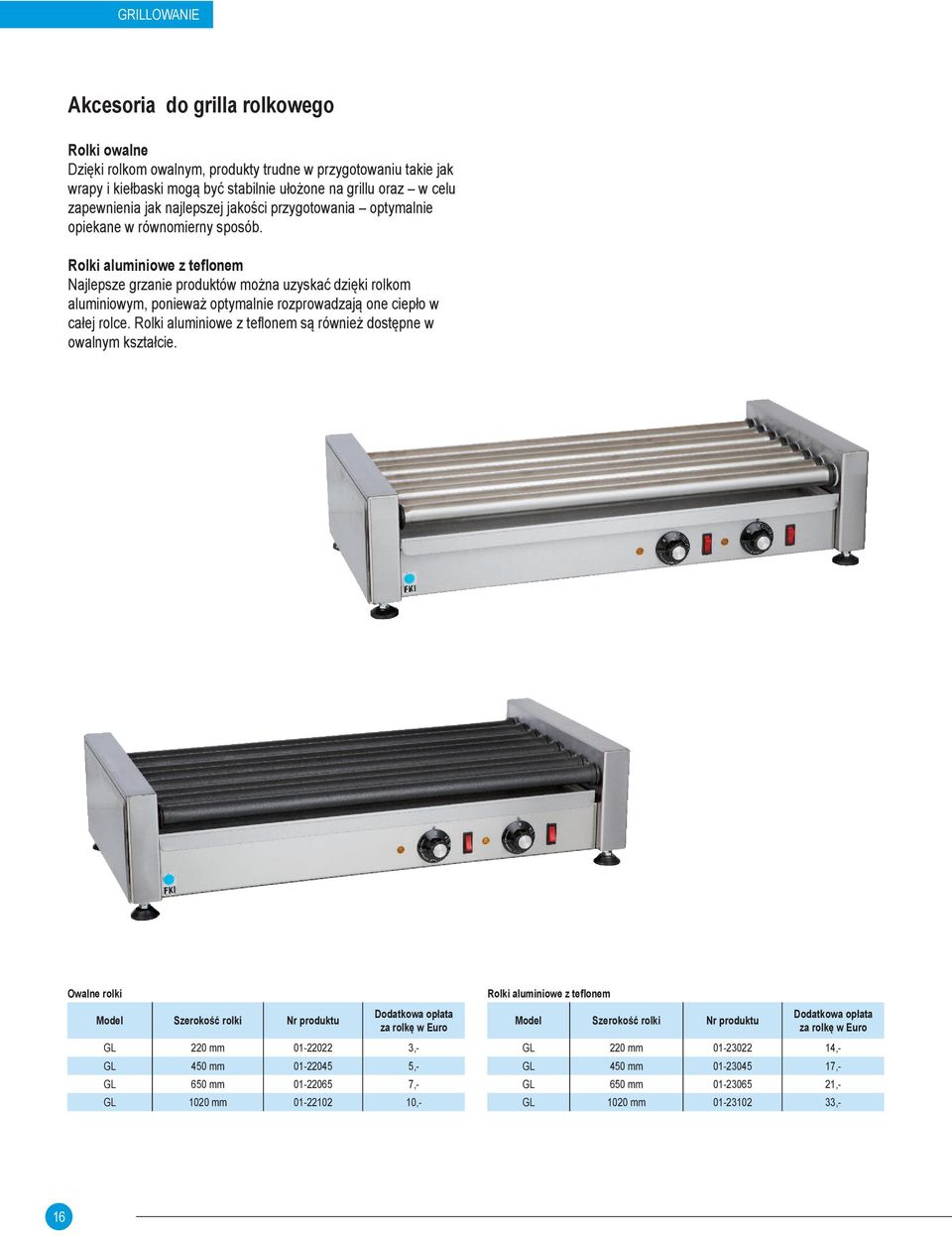 Rolki aluminiowe z teflonem Najlepsze grzanie produktów można uzyskać dzięki rolkom aluminiowym, ponieważ optymalnie rozprowadzają one ciepło w całej rolce.