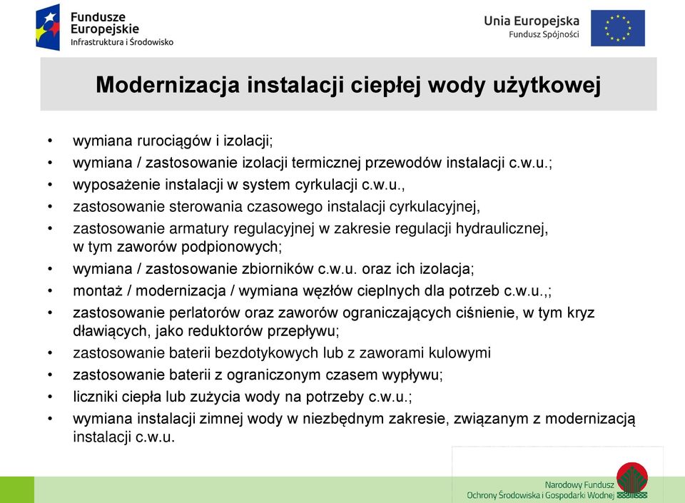 ociągów i izolacji; wymiana / zastosowanie izolacji termicznej przewodów instalacji c.w.u.