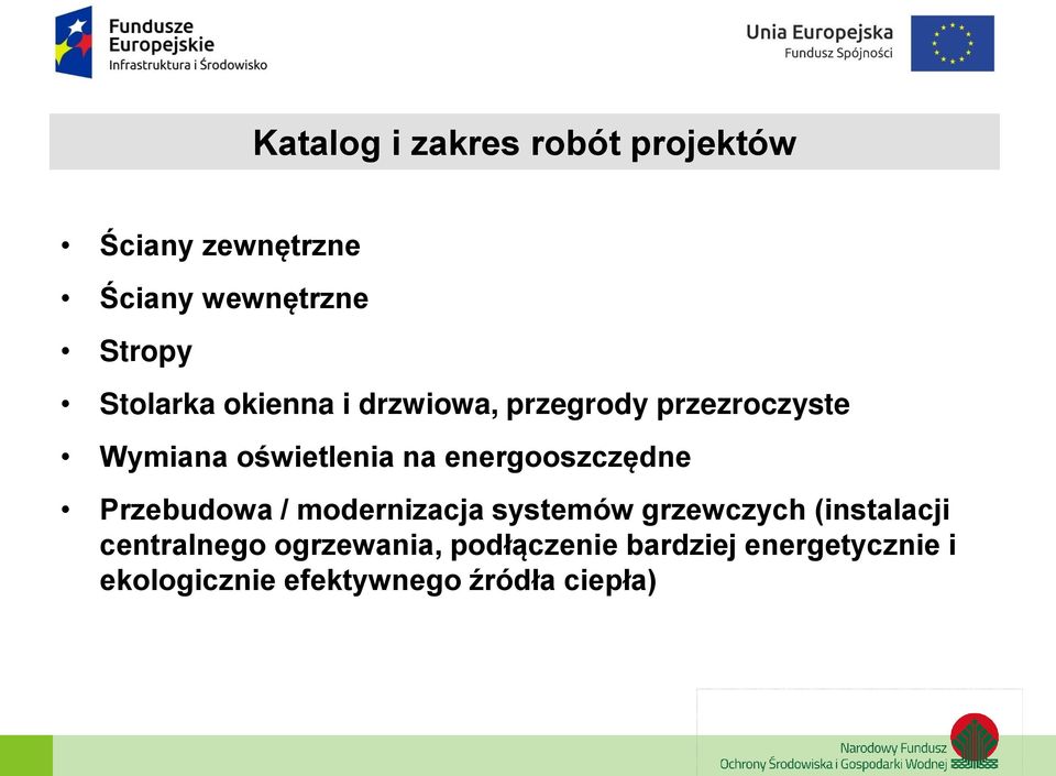 energooszczędne Przebudowa / modernizacja systemów grzewczych (instalacji