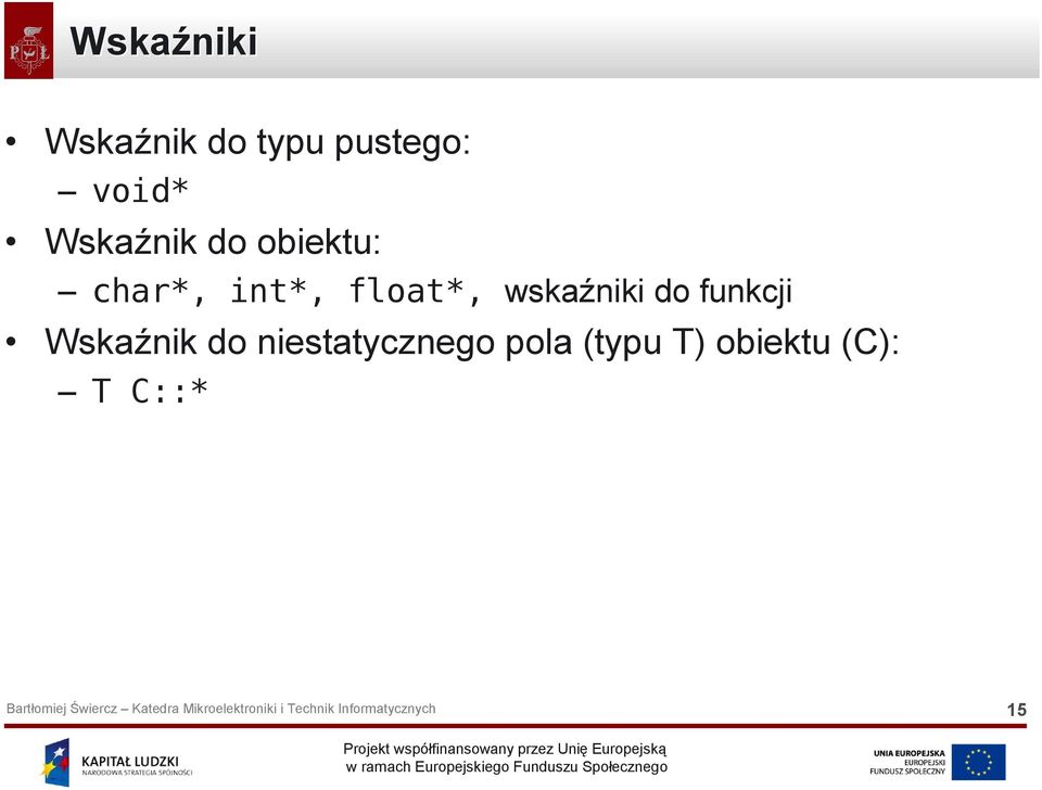 wskaźniki do funkcji Wskaźnik do