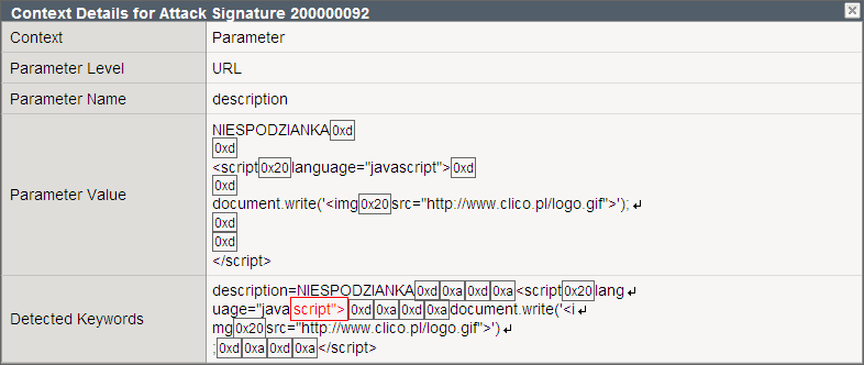 -- Administrator WAF moŝe dokładnie przeanalizować powody zablokowania zapytania URL.