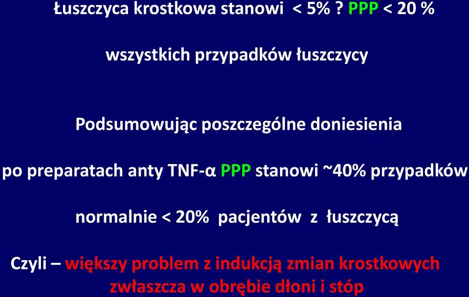 doniesienia po preparatach anty TNF-α PPP stanowi ~40% przypadków