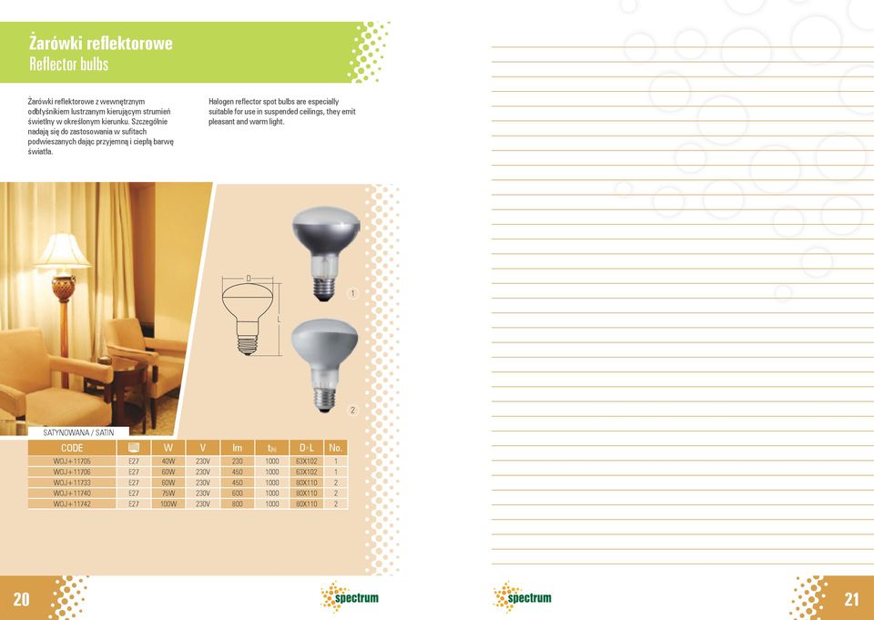 Halogen reflector spot bulbs are especially suitable for use in suspended ceilings, they emit pleasant and warm light.