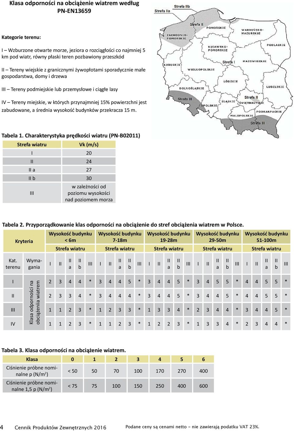 jest zabudowane, a średnia wysokość budynków przekracza 15 m. Tabela 1.