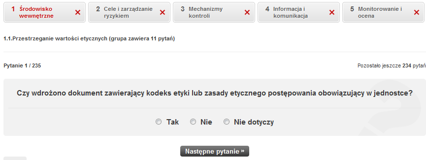 W zakładce Opcje kontroli znajdują się dwie opcje: Skontroluj JO pozwala wybrać JO z bazy i dodać je do aktualnego pliku KZ Zakończ kontrolę kończy kontrolę, co powoduje zablokowanie możliwości