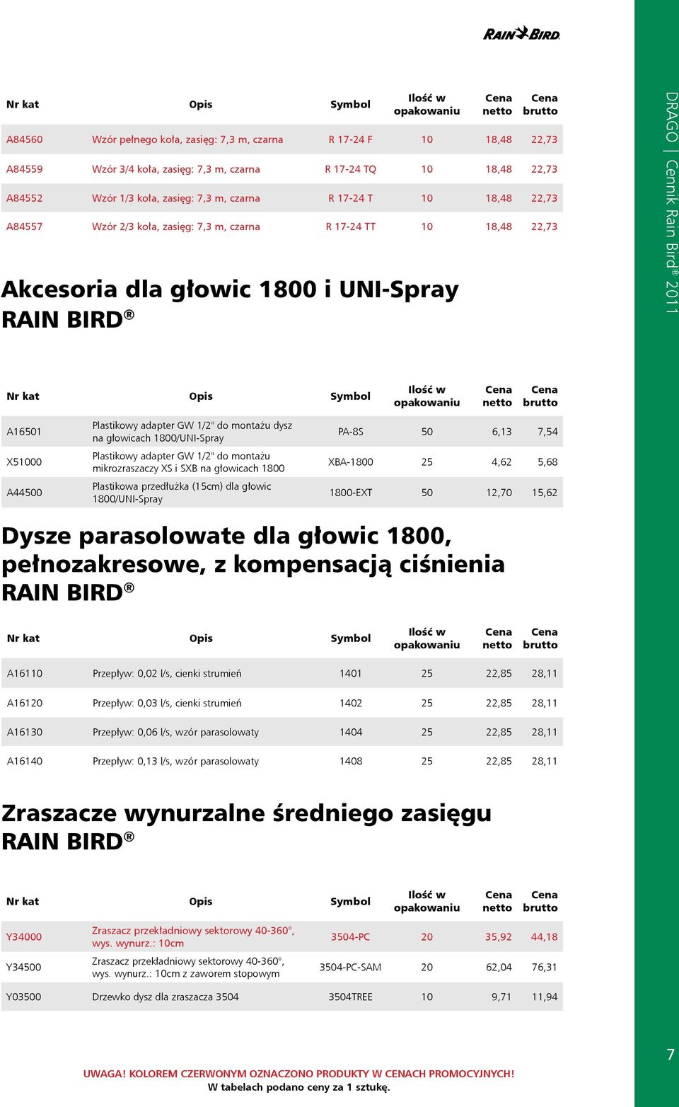GW 1/2" do montażu dysz na głowicach 1800/UNI-Spray Plastikowy adapter GW 1/2" do montażu mikrozraszaczy XS i SXB na głowicach 1800 Plastikowa przedłużka (15cm) dla głowic 1800/UNI-Spray PA-8S 50