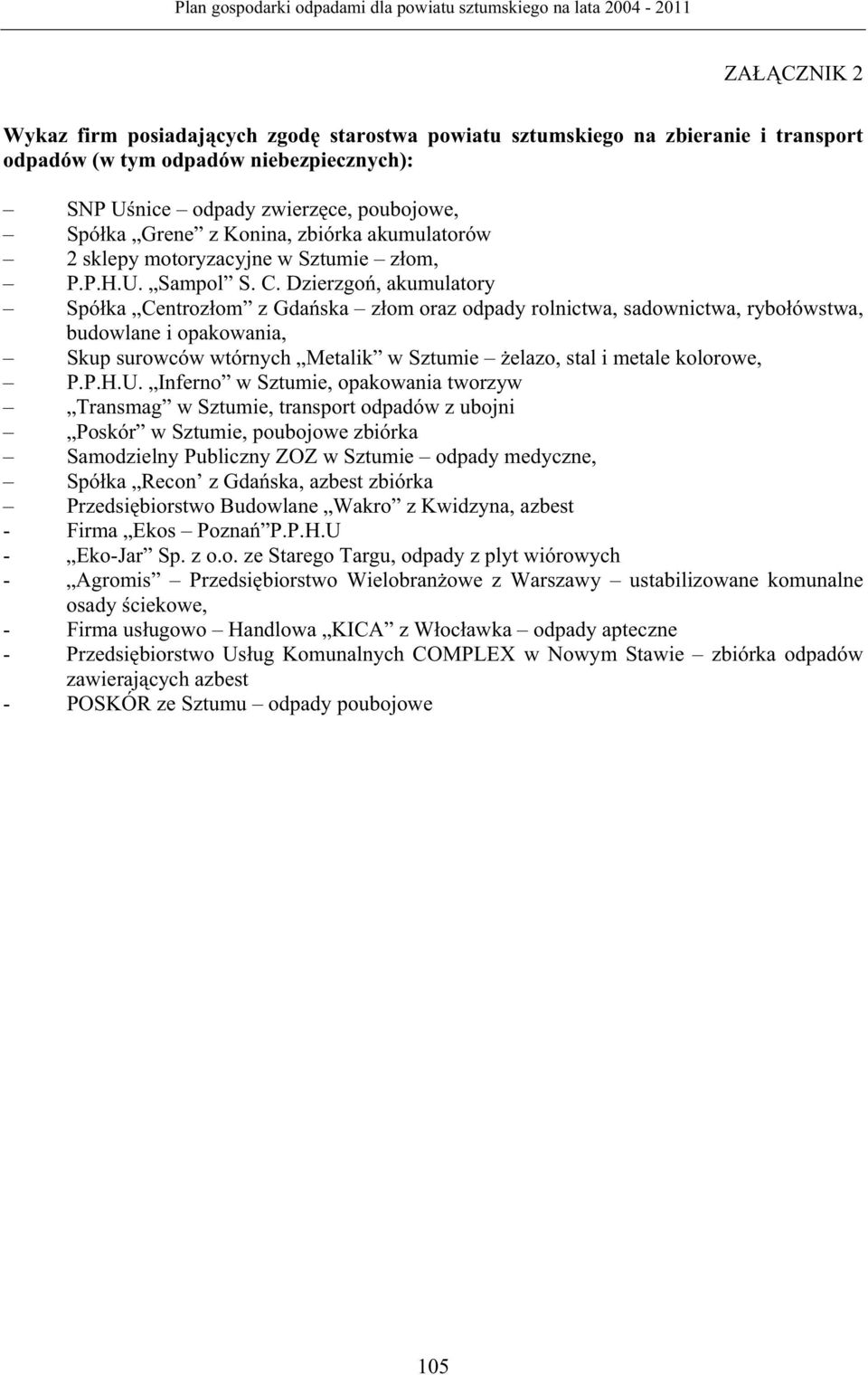 Dzierzgo, akumulatory Spó ka Centroz om z Gda ska z om oraz odpady rolnictwa, sadownictwa, rybo ówstwa, budowlane i opakowania, Skup surowców wtórnych Metalik w Sztumie elazo, stal i metale kolorowe,