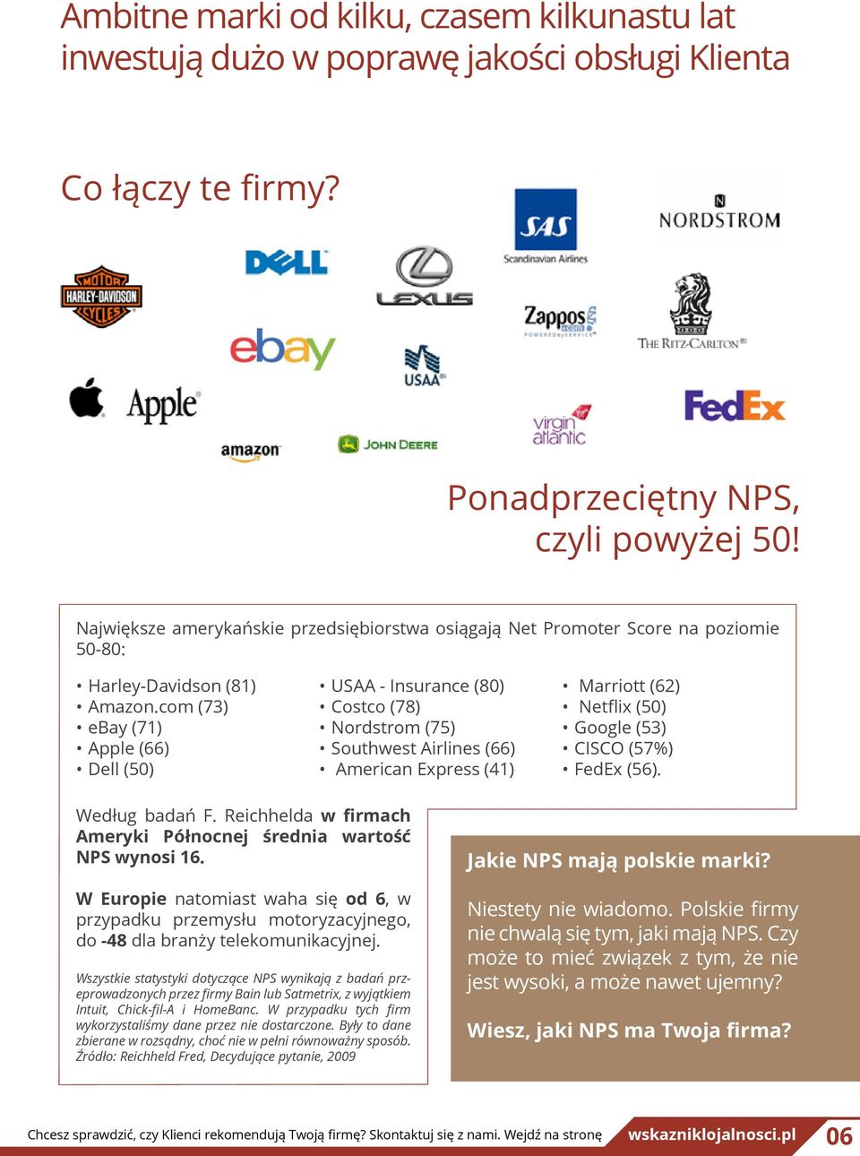 com (73) ebay (71) Apple (66) Dell (50) USAA - Insurance (80) Costco (78) Nordstrom (75) Southwest Airlines (66) American Express (41) Marriott (62) Netflix (50) Google (53) CISCO (57%) FedEx (56).