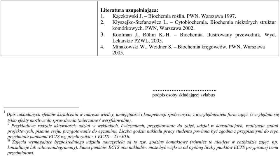 . podpis osoby składającej sylabus i zakładanych efektów kształcenia w zakresie wiedzy, umiejętności i kompetencji społecznych, z uwzględnieniem form zajęć.