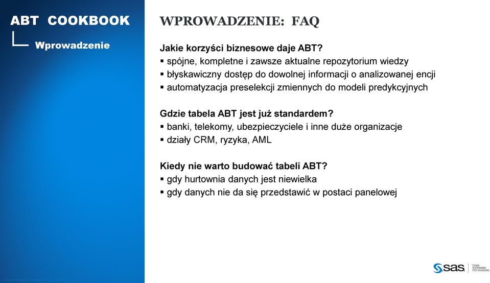 automatyzacja preselekcji zmiennych do modeli predykcyjnych Gdzie tabela ABT jest już standardem?