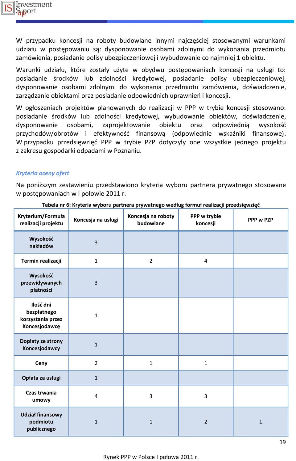 Warunki udziału, które zostały użyte w obydwu postępowaniach koncesji na usługi to: posiadanie środków lub zdolności kredytowej, posiadanie polisy ubezpieczeniowej, dysponowanie osobami zdolnymi do