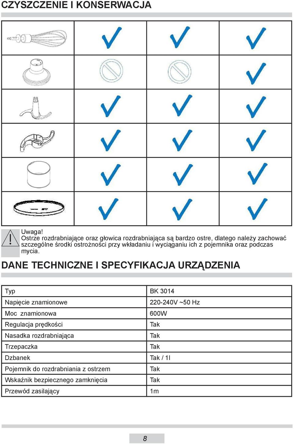 wkładaniu i wyciąganiu ich z pojemnika oraz podczas mycia.