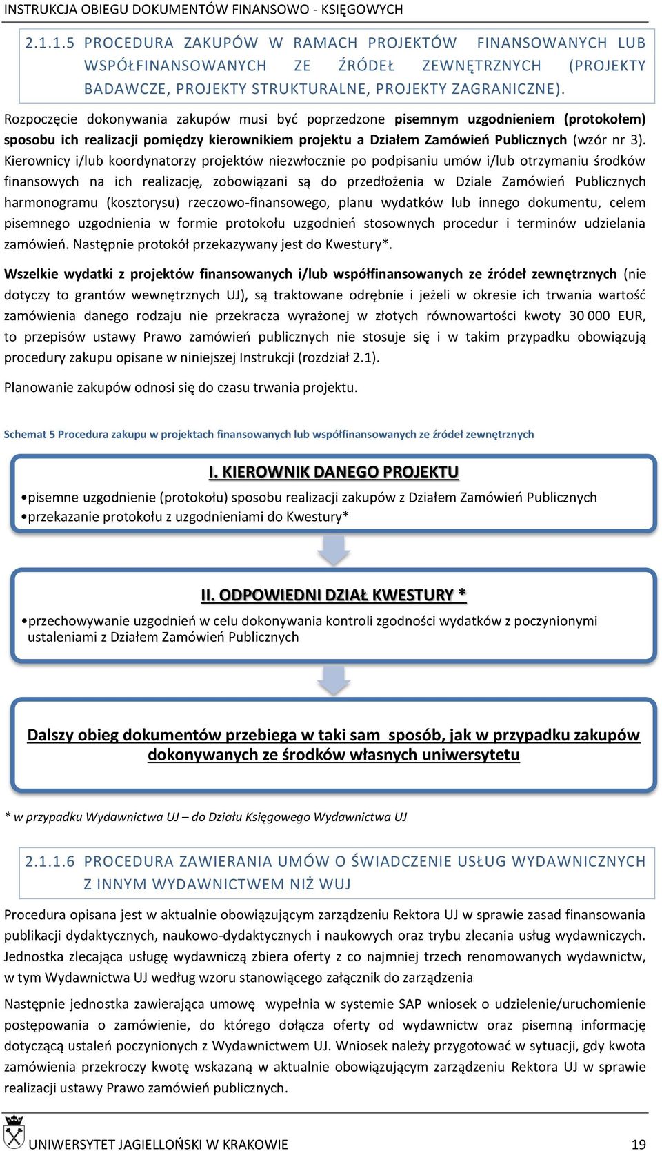 Kierownicy i/lub koordynatorzy projektów niezwłocznie po podpisaniu umów i/lub otrzymaniu środków finansowych na ich realizację, zobowiązani są do przedłożenia w Dziale Zamówień Publicznych