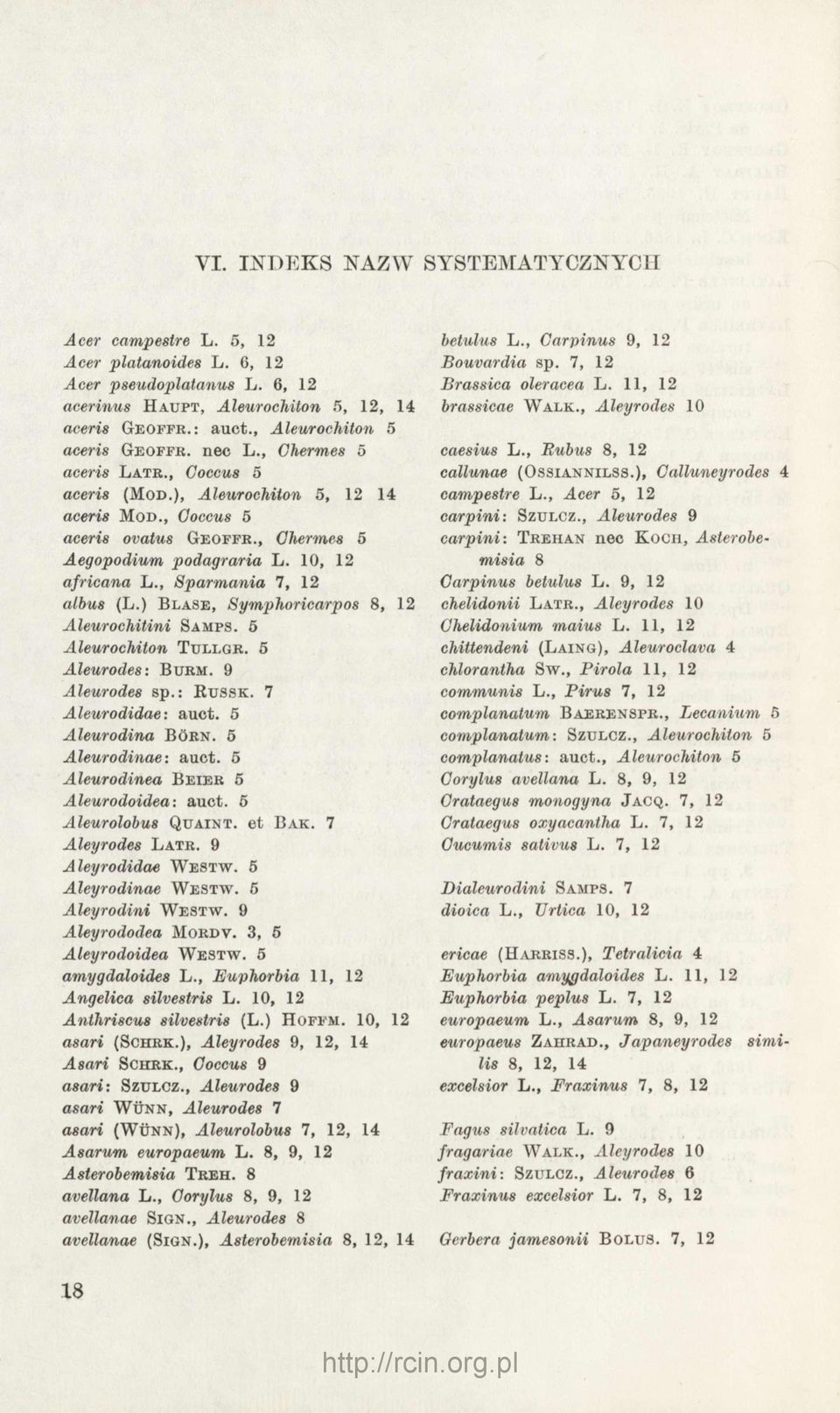 10, 12 africana L., Sparmania 7, 12 albus (L.) B lase, Symphoricarpos 8, 12 Aleurochitini Samps. 5 Aleurochiton T ullgr. 5 Aleurodes: Burm. 9 Aleurodes sp.: R u ssk. 7 Aleurodidae: auct.