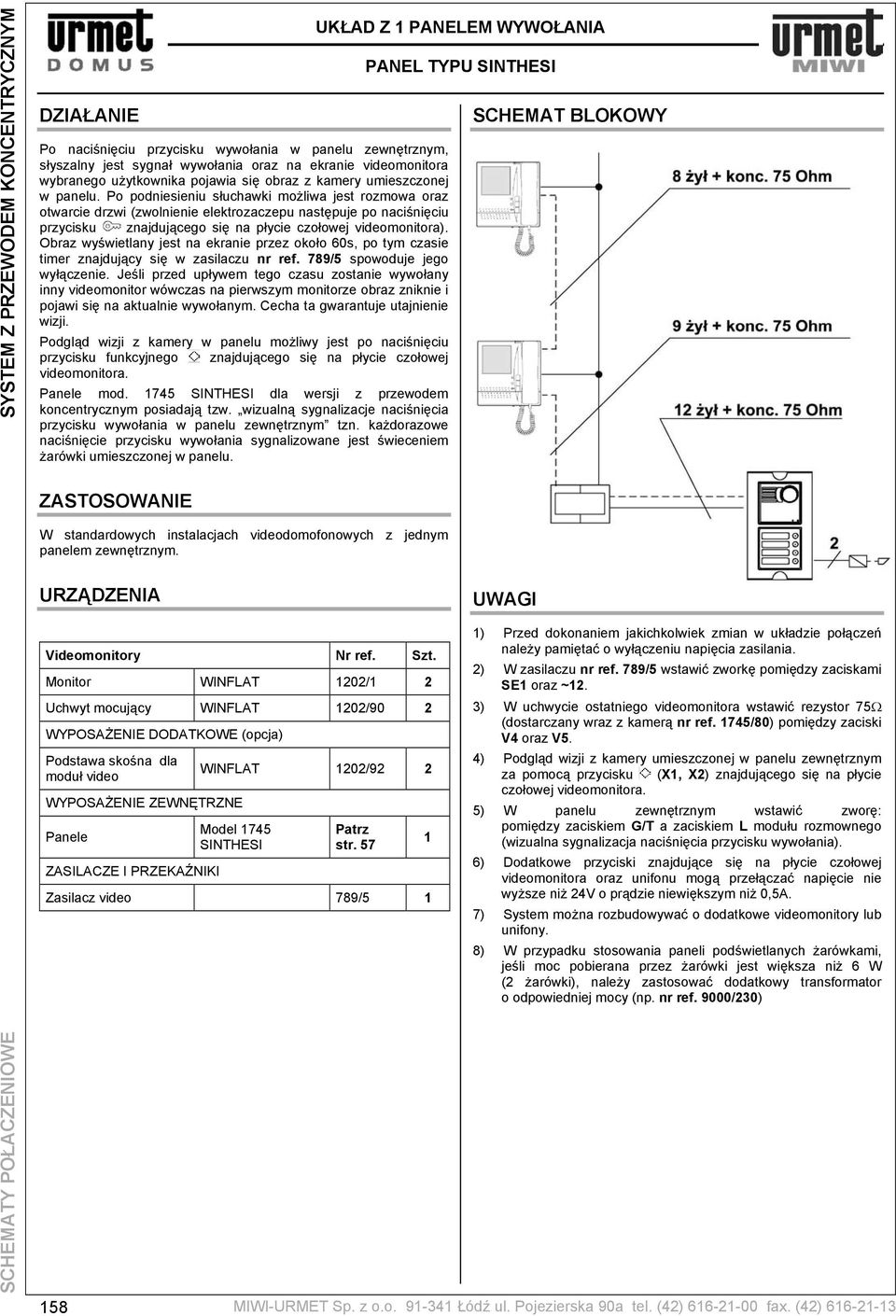 Po podniesieniu słuchawki możliwa jest rozmowa oraz otwarcie drzwi (zwolnienie elektrozaczepu następuje po naciśnięciu przycisku znajdującego się na płycie czołowej videomonitora).