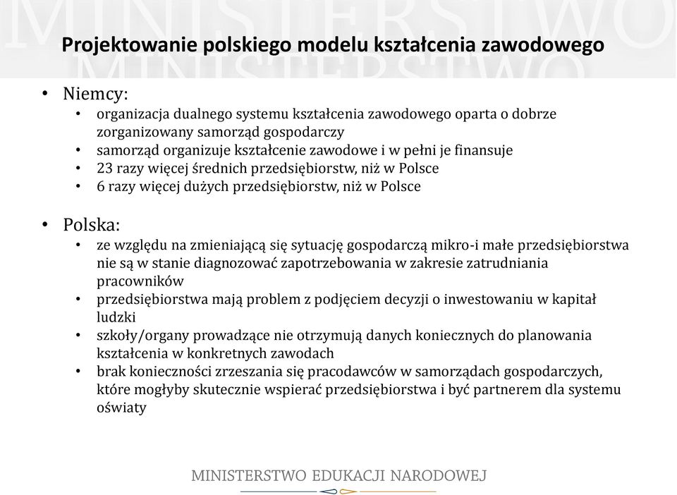 mikro-i małe przedsiębiorstwa nie są w stanie diagnozować zapotrzebowania w zakresie zatrudniania pracowników przedsiębiorstwa mają problem z podjęciem decyzji o inwestowaniu w kapitał ludzki