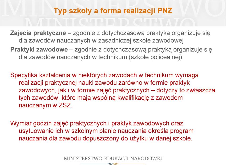 praktycznej nauki zawodu zarówno w formie praktyk zawodowych, jak i w formie zajęć praktycznych dotyczy to zwłaszcza tych zawodów, które mają wspólną kwalifikację z zawodem