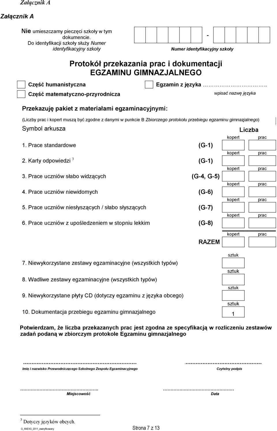 matematyczno-przyrodnicza Egzamin z języka.